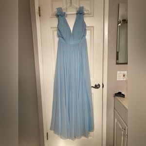 Ieena for Mac Duggal Plunge Neck Chiffon Grecian Gown Size 4